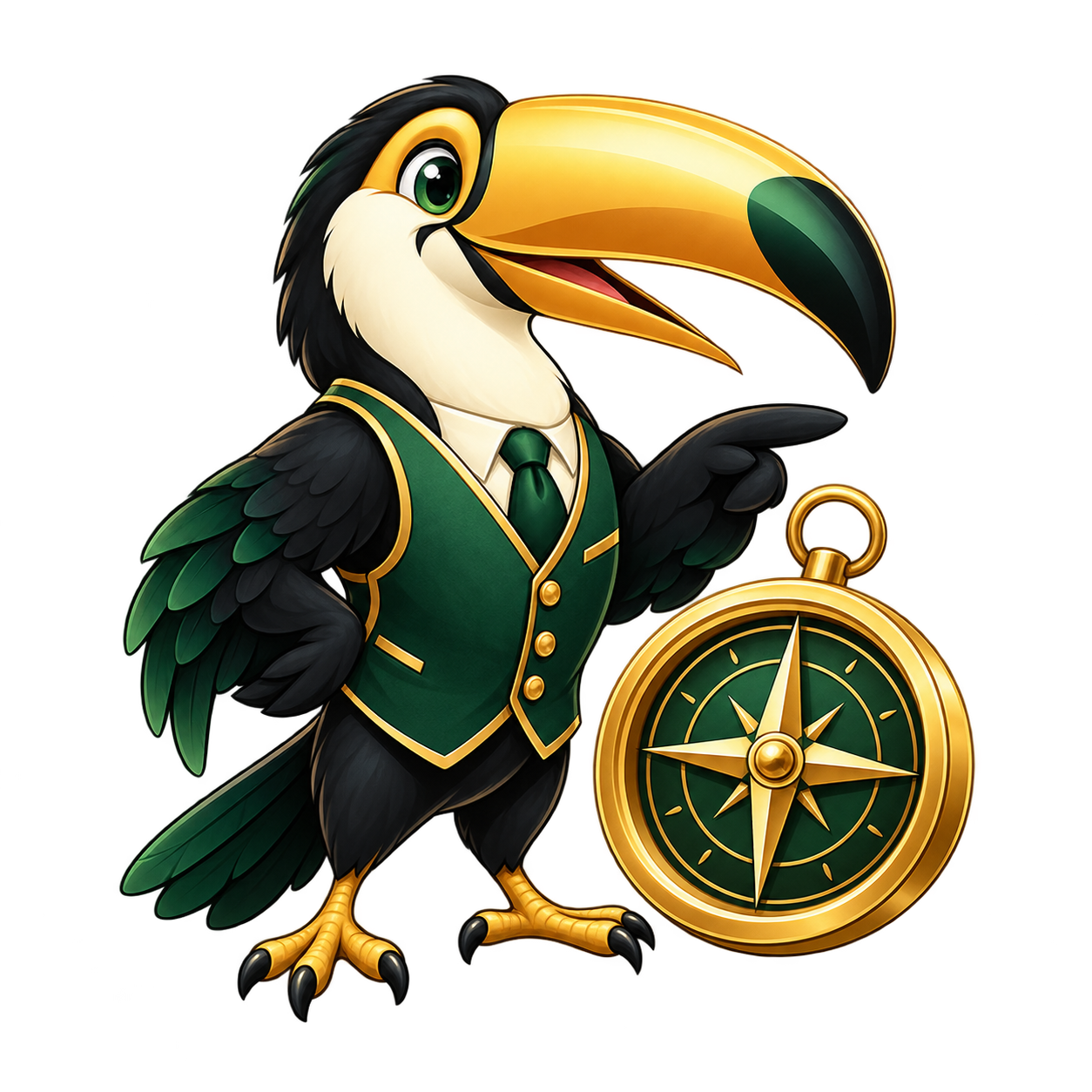 Tucon pointing to a compass